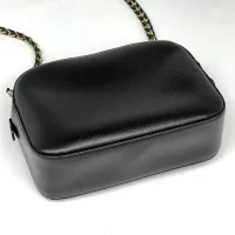 Salvatore Ferragamo Rion Leather Black Chain Shoulder Vara Bag Crossbody